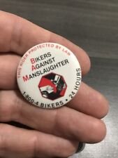 Vintage Bikers Against Manslaughter Button Pin Back picture