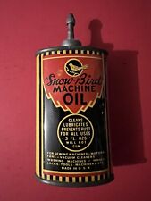 Rare 1920-50's Snow Bird Machine Oil 3 oz Oiler Can, Lead Top picture
