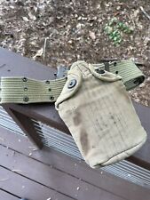 WW11 WW2 US ARMY UTILITY / PISTOL BELT W CANTEEN AND COVER 1944 & 1945 DATED picture