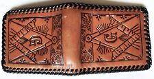 Masonic Handmade Leather Wallet - Excellent Vintage Condition picture