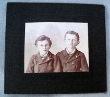 Antique Small CABINET PHOTO 2 Young Brothers Buttons on Coats - Estate Find picture