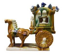 Chinese Tri-Color Ceramic Horse Cart Figure cs2387 picture