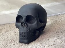 Ebros Ebony Charcoal heavy Black Voodoo Skull Statue Cranium Medical Sculpture picture