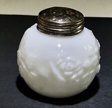 Salt Shaker Antique New Martinsville ROSE RELIEVO White Opaque Glass 1902 picture