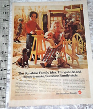 1976 Mattel Vintage Print Ad Sunshine Family Playset Mother Father Baby Cat Dog picture