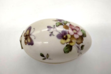 Antique Sevres Hinged Egg Shaped Trinket Box Butterfly & Floral Design France picture