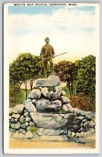 Postcard Minute Man Statue Lexington Massachusetts Mass MA Monument Historic VNG picture