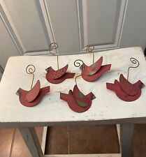 Red Metal Cardinal Vintage Christmas Ornament Set of 5 picture