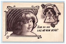 1910 Cute Girl With Chihuahua Dog Polka With Hat Lafayette Indiana IN Postcard picture