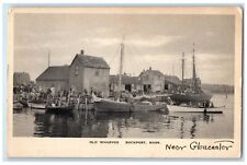 1929 Old Wharves Boats Rockport Gloucester Massachusetts MA Vintage Postcard picture
