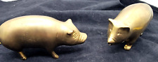 Vintage Brass Pig, Sow, Hog Figurines Pair Of 2 picture