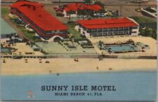 1959 MIAMI BEACH, Florida Postcard SUNNY ISLE MOTEL Aerial View / Curteich Linen picture