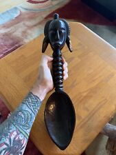 Vintage African Hand Carved Wooden Spoon Sculpture Ethnic Tribal Folk Art picture