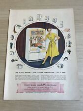 1947 Westinghouse Vintage Print Ad Life Magazine Refrigerator Freezer picture