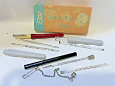 Lot of 5 Vintage Oral Thermometers Cases Vintage Saf-T-Tip Box Nurses Pin Vtg. picture