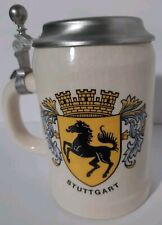 Authentic Collectible German Lidded Beer Stein German City Stuttgart USEC Arms picture