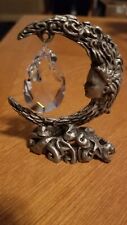 Spoontiques Pewter Woman Faced Moon with Dangling Crystal 2 1/2