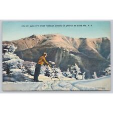Postcard Mt LaFayette from Tramway Station on Cannon Mountain White Mts NH Linen picture