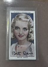 1938 Player's Cigarettes Film Stars Bette Davis #10 U.K. Tobacco Trading Card picture