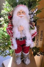 24IN STANDING SANTA FIGURINE RED WHITE COAT WINTER HOLIDAY CHRISTMAS DECOR picture