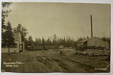Postcard WISCONSIN Lenox WOLFGRAMS PLACE Logging Mill TRAIN 1908 RPPC picture