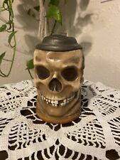 Antique German Beer Stein Skull Pewter Lid Collectors Piece RARE picture