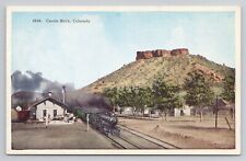 Railroad Train Station Depot Castle Rock Colorado small town Mountain Postcard picture