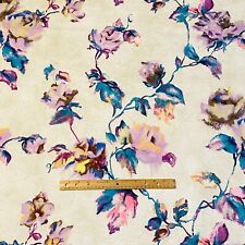 Vtg Impressionist Floral Decor Upholstery Fabric Heavy Cotton Walquest BTY picture