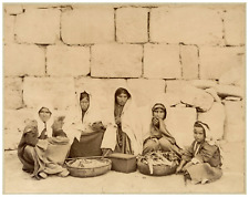 Jerusalem, Vintage Vegetable Woman Selling Print, Albumin Print 22.5x28 picture