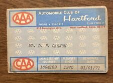 Vintage 1970s Automobile Club of Hartford AAA CAA Membership Card Car CT P1H picture