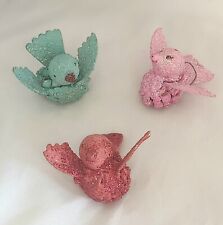 Vintage Christmas Mica Glitter Pinecone Bird Ornaments Lot Of 3 Made In Japan picture