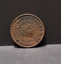 Vintage 1905 Massena, NY Masonic Lodge One Penny Mason Token Coin Rare picture