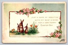 c1917 Rabbits Standing Chick Flowers Easter P261A picture