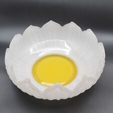 Vtg DAISY GLASS BOWL Reverse-Painted Yellow/White Flower-MCM-Mid Century Modern picture