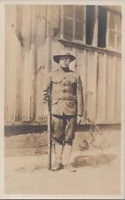 RPPC Postcard WWI Soldier Holding Rifle Full Uniform  picture