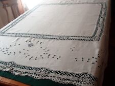 GLORIOUS ANTIQUE LINEN AND LACE TABLECLOTH  picture