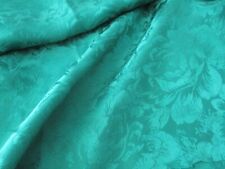 2yd Vintage Satin Damask Dress Lingerie Fabric Roses Floral Vivid Teal Green picture