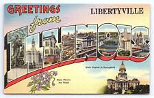 Postcard Greetings From Libertyville Illinois Large Letter Tichnor Bros. picture