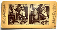Victorian STEREOVIEW Photo GOING A COURTING Man & Mother Actors 1890s 1900s picture