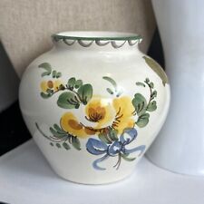 Vintage Ulmer Keramik Hand Painted Flower Design German Vase  picture