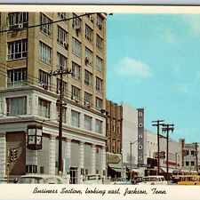c1950s Jackson, TN Downtown Business Section Main St Sign Taxi Car Clock PC A201 picture