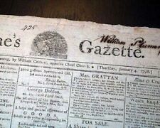 Rare PORCUPINE'S GAZETTE Engraving Philadelphia PA Pennsylvania 1798 Newspaper picture