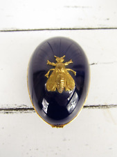 Vintage Limoges Cobalt Blue Gold Bumblebee Egg Trinket Pill Ring Box Neiman Mar picture