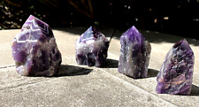 USA SALE SEE VIDEO 1LB+ LOT 4 CHEVRON AMETHYST TOP POLISHED TOWERS/POINTS PURPLE picture