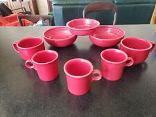 8 PC RED FIESTA WARE COFFEE SERVING BOWL VEGETABLE CEREAL MUG CAFE AU LAIT CUP   picture