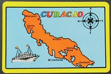 Curacao Map Vintage Single Swap Playing Card 5 Clubs picture