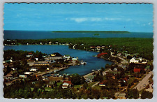 Postcard Aerial View Of Harbor And Docks In Tobermory Ontario VTG c1960  I3 picture