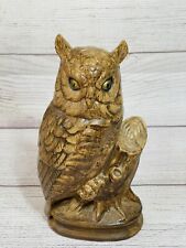 Vintage Ceramic Owl on Stump Decoration Painted 10” Tall picture
