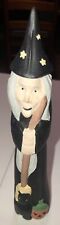 Halloween Witch Figurine Midwest Of Cannon Falls Carved Wood 10.5” picture