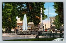 Elyria OH-Ohio, Fountain In Ely Park, Monument, Cannon, Gents Vintage Postcard picture
